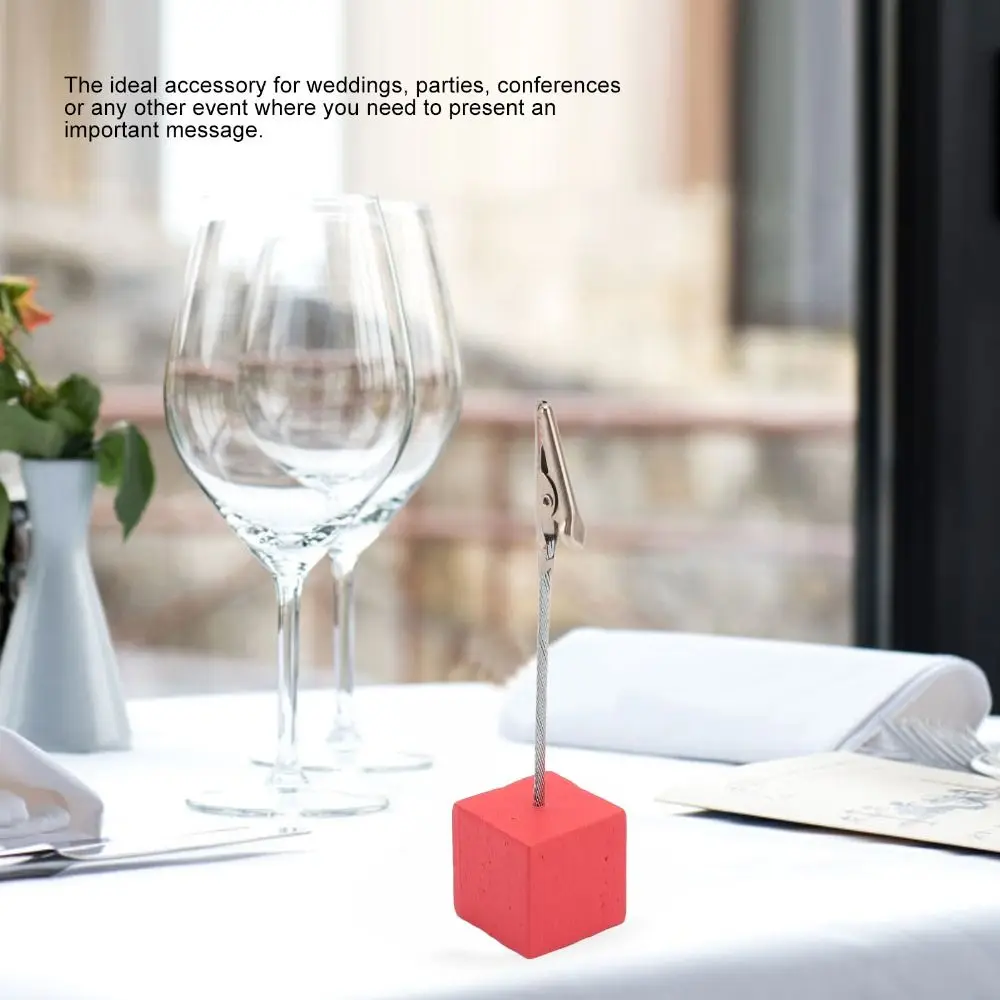 10Pcs Multi-Color Table Number Holder 11*2.5*2.5cm with Crocodile Clasp Wooden Block Photo Holder Decorative Wooden