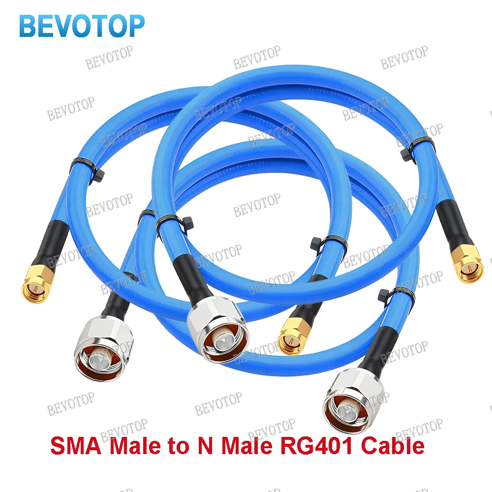 RG401 50-5 Cable N Type Male Plug to SMA Male Plug High Frequency Low Loss RG-401 Test Cable RF Coaxial Pigtail Jumper BEVOTOP