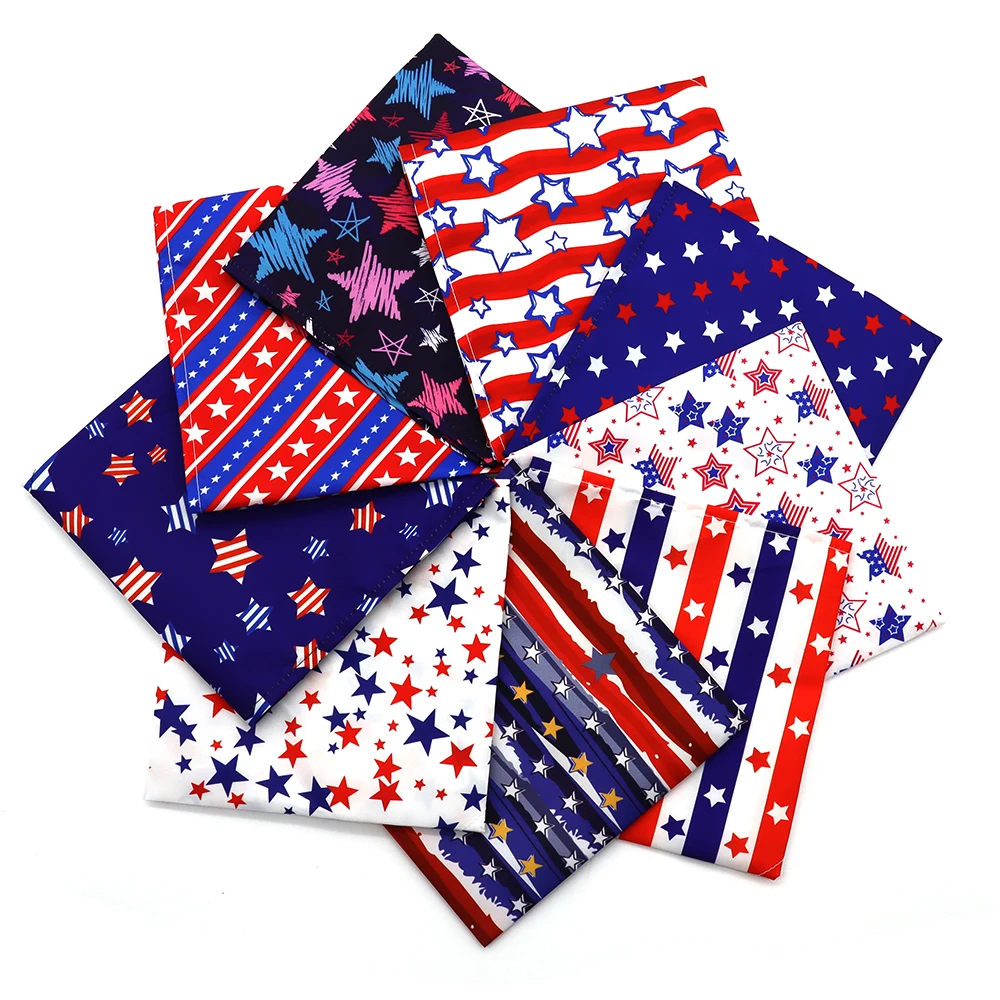 50 Pcs Dog Accessories for Small Dogs Triangle Scarf America Independence Day Puppy Dog Cat Towel Bibspet Supplies Dog Bandana