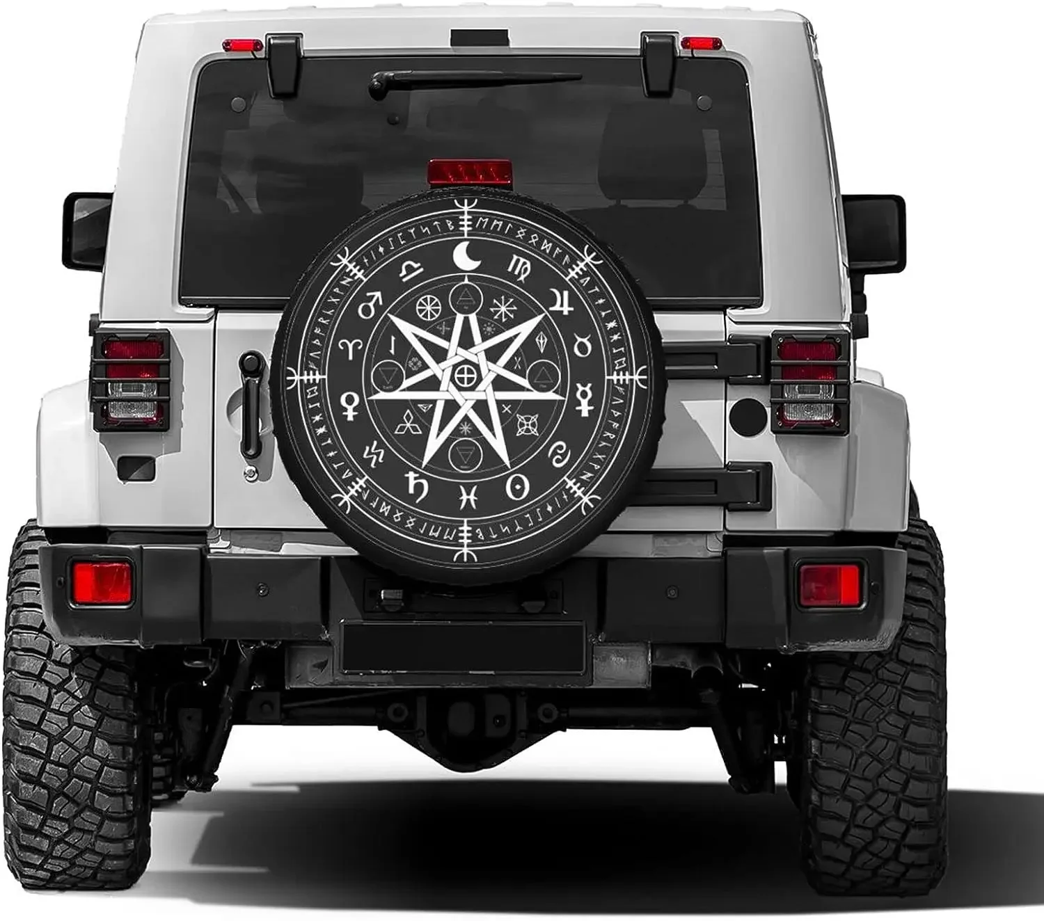 Ancient Compass Rune Pattern Car Tire Cover Wheel Protectors Water Dustproof Universal Fit for SUV Truck Camper Travel Trailer