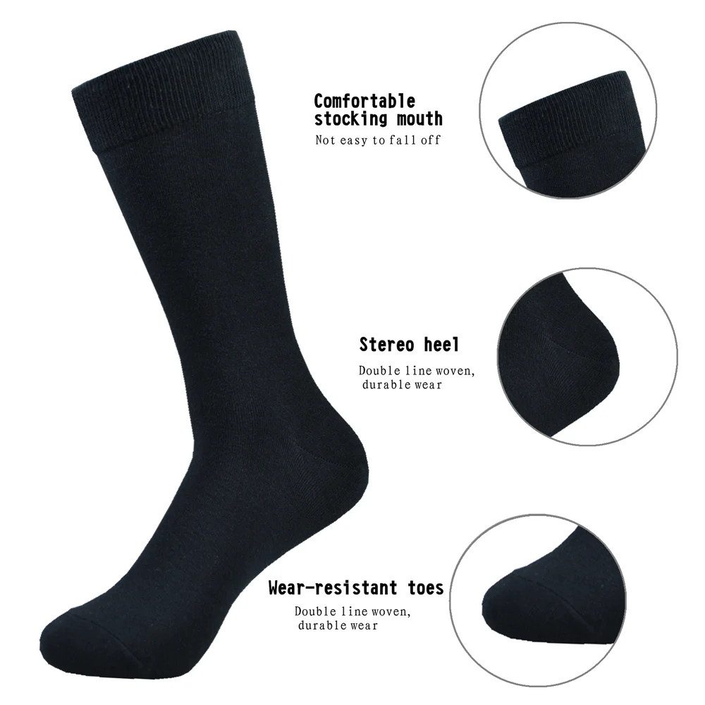 6 pairs Men\'s socks Black Cotton Dress Socks High quality Long Autumn and winter Sweat Resistant Anti-odor Calf Socks