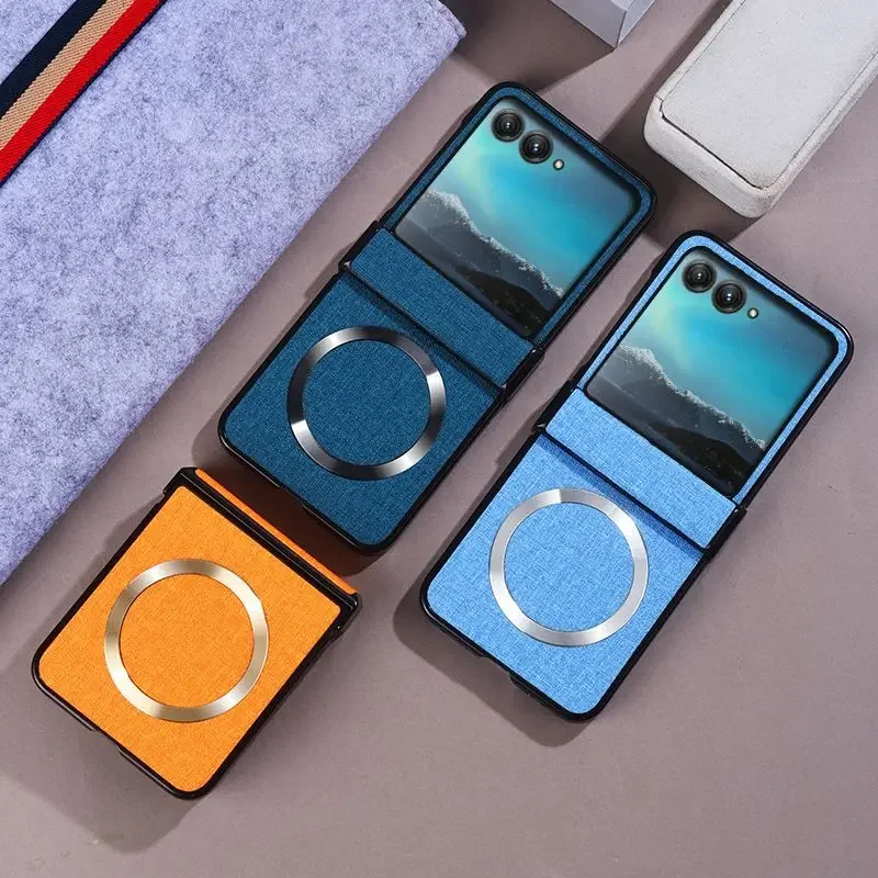 Funda Magnética Retro de Lujo con Textura Trenzada para Motorola Moto Razr 70 Ultra, Razr 60, 50 Ultra, Carga Inalámbrica, Resistente a Impactos