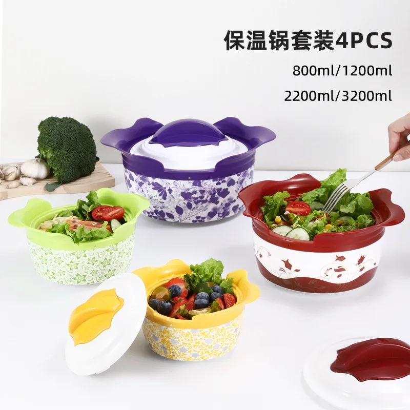 African Set Pot Stainless Steel Four-piece Set Pot Large-capacity Thermal Insulation Lunch Box Magnolia Fresh-keeping Pot