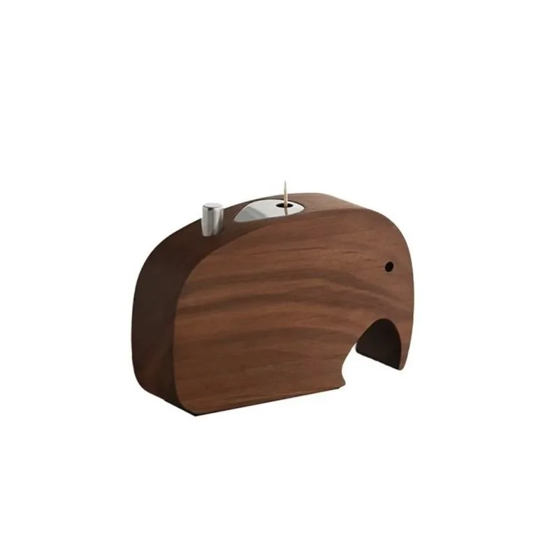 Light Luxury Walnut Solid Wood Household Elephant Toothpick Box Press Type Creative Cute Wooden Decorative Ornament