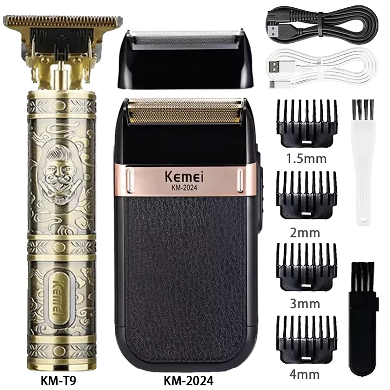 KEMEI KM-T9 KM-2024 Hair Clipper Kit Men's Electric Shaver Hair Trimmer Machine Professional Hair Cutting Machine