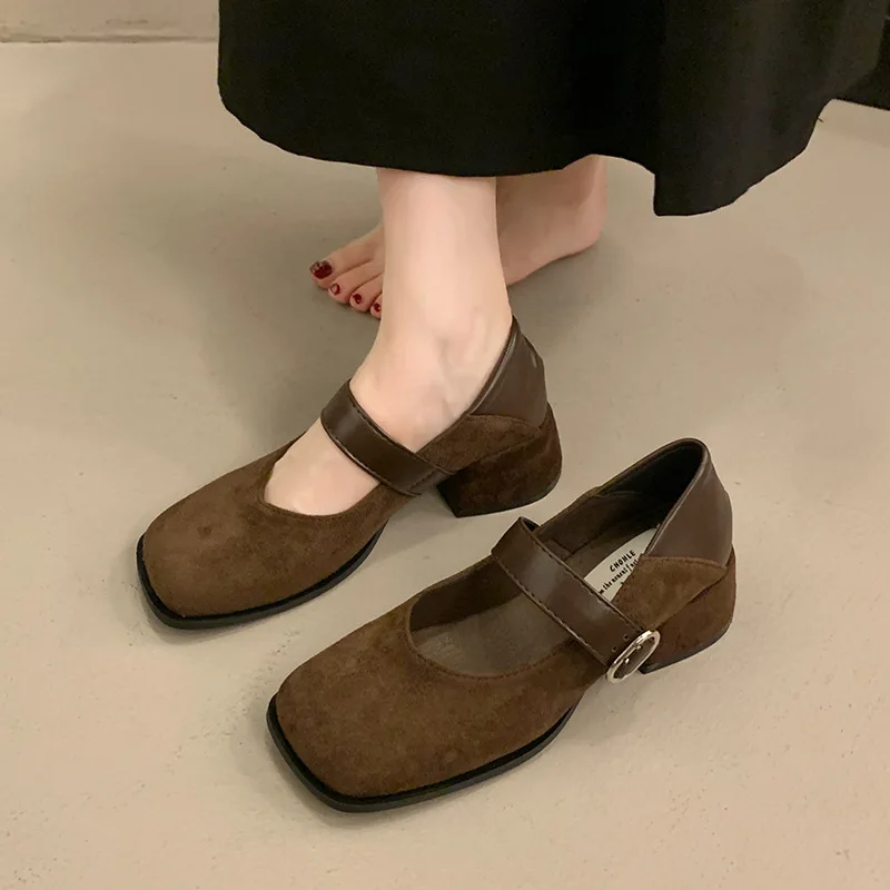 

2025 Fall New Retro Leopard Print Flats for Women Mary Jane Ballet Shoes with Slip On Buckle Square Toe Design