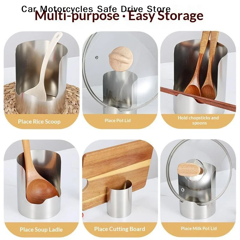 【M】Stable Stainless Steel Spoon Holder Easy To Clean Stainless Steel Spatula Holder Heat-Resistant Soup Spoon Rack Dinning Table