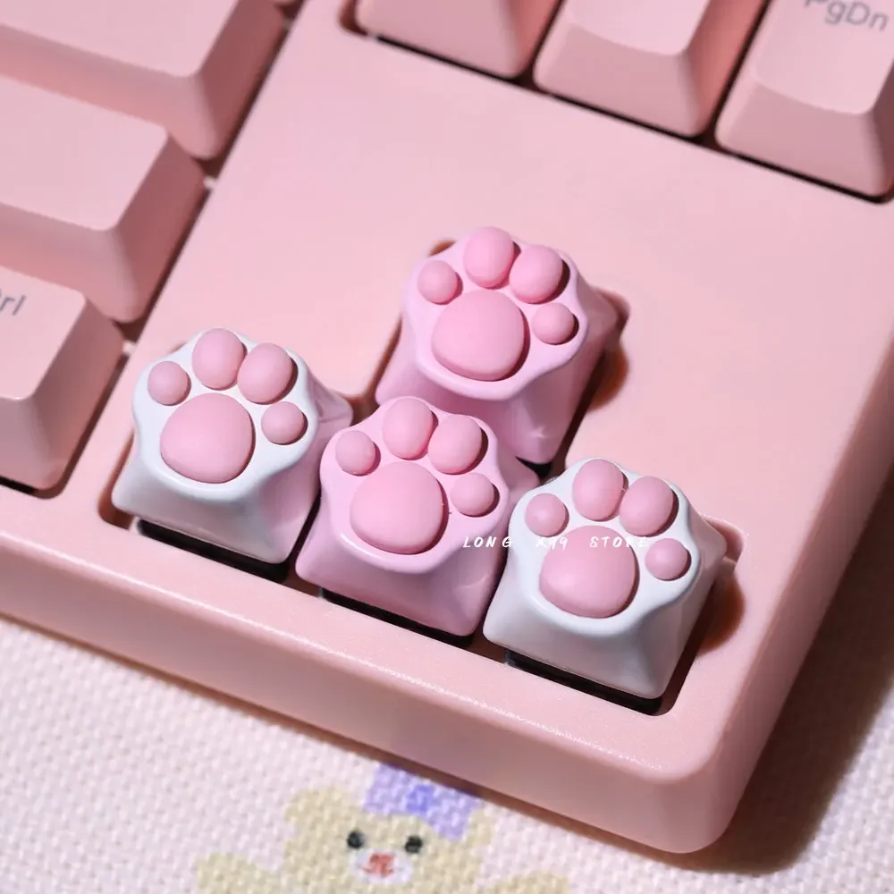 Capuchons de clavier en silicone de dessin animé mignon rose, personnalisé, doux, drapeau, chat, bricolage artisanal, pattes de chat, pad, touches