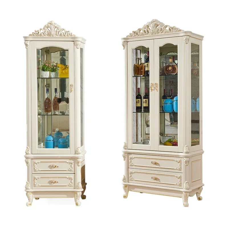 

-European style luxury wine cabinet, TV cabinet combination, wall cabinet, living room, high-end all solid wood carving