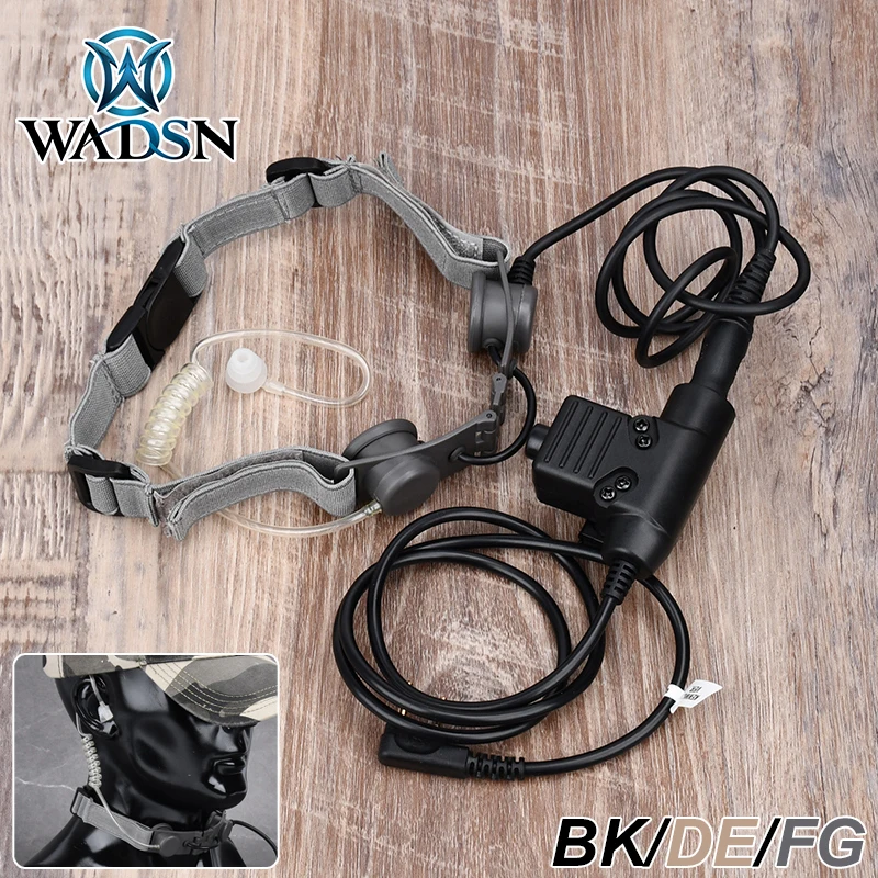 Wadsn taktyczne słuchawki do przewód powietrzny gardła zestaw słuchawkowy z mikrofonem krtani szyi z Kenwood U94 PTT dla Moto Midland Walkie Talkie
