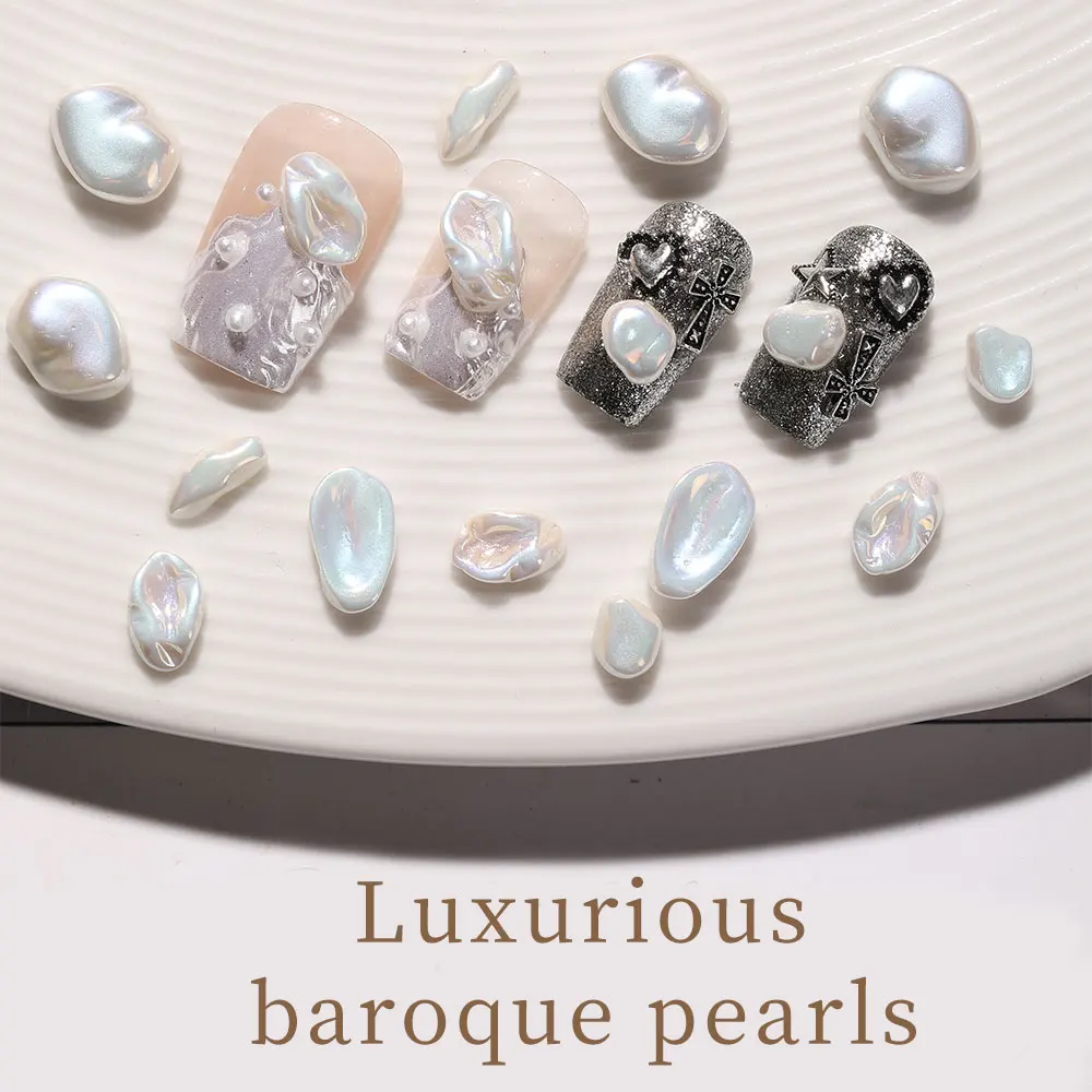 20 قطعة دلايات اللؤلؤ الراتنج غير النظامية ، ثلاثية الأبعاد مسمار الفن زينة أشكال مختلطة لمستلزمات صالون الأظافر هلام ، ملحقات مانيكير ذاتية الصنع #4