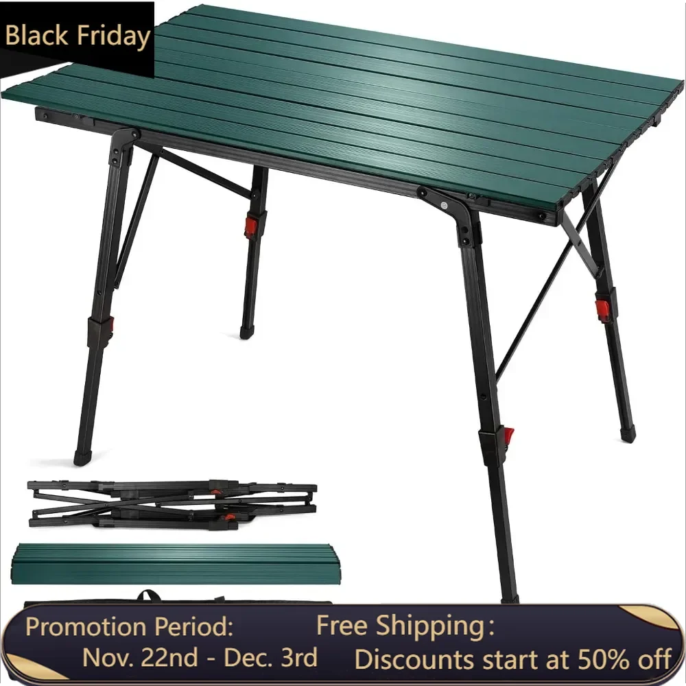 

Portable Camping Table with Adjustable Legs, Lightweight Aluminum Folding Beach Table with Handbag, Suitable for Outdoor Picnics