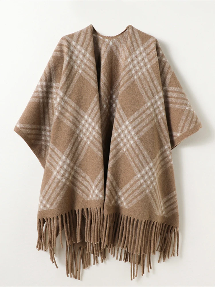 

Зимний женский шарф, многослойное пончо, элегантный женский и мужской клетчатый плащ с кисточками, шаль, повседневный теплый шарф, Capa Para Mujer, плащ из пашмины, новый