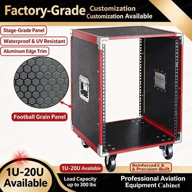 12U Amplifier Rack Case, 9mm Plywood with Metal Ball Corners, Rolling ATA Flight Case for Touring