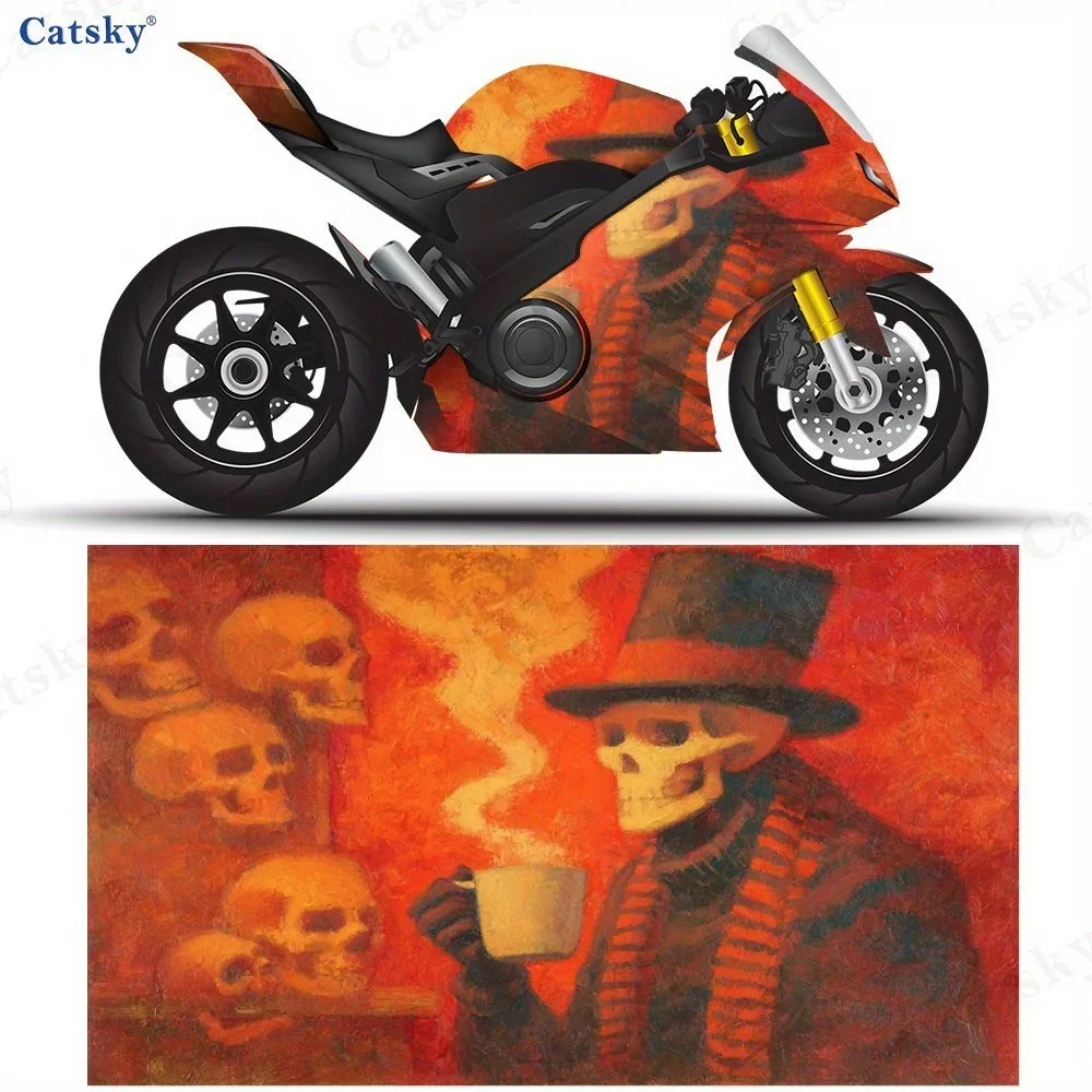 

Череп кофе мотоцикл наклейка ПВХ самоводонепроницаемая палочка, яркие авто внешние аксессуары Декор защита подарок для любовника
