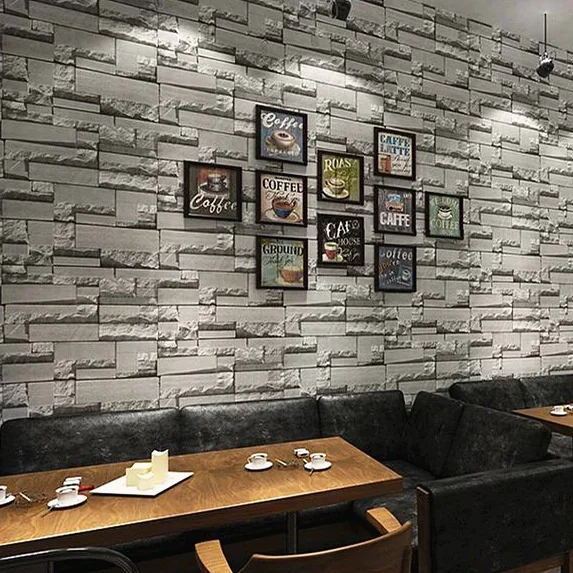 Hairdressing shop brick wallpaper 3D three-dimensional brick wall background brick beauty salon barber shop wallpaper