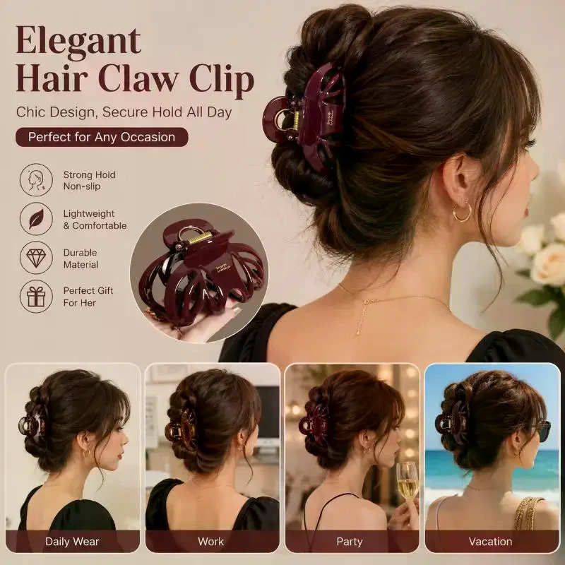 Red Black Color Pumpkin Large Hair Claw Clip For Women Elegant Hair Ornament Hold Hair Clamp Hairpin Hair Accessories Vintage