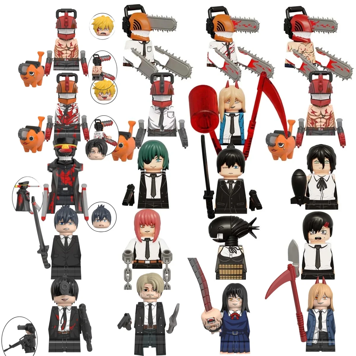 Anime Chainsaws Man Pochita Makima Power Kishibe Mitaka Asa Building Blocks Mini Action Figures Bricks DIY Toys gifts for Child