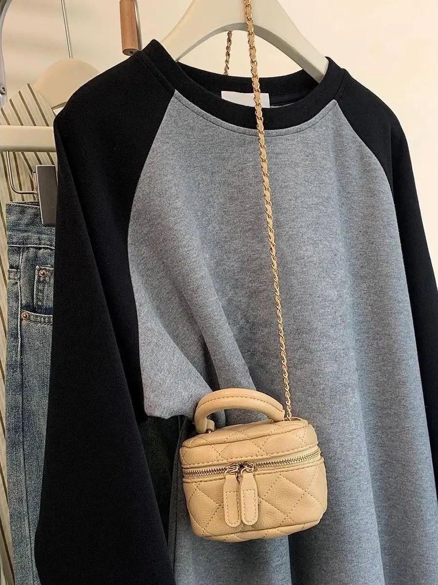 Grande taille 300 Pou ronde Ne Long Sve T-shirt femme gros MM automne couleur Blo Base irt haut décontracté coupe ample coton...