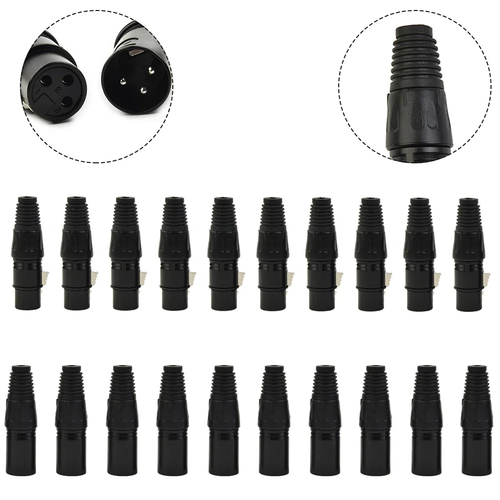 Upgrading Microphone Audio Cables Plug Connectors XLR Plastic Replacement Snake Plug 1.5 X 6.7cm 3 Pin Black MIC