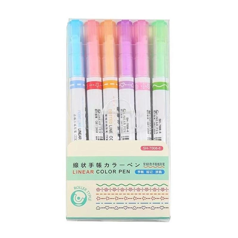 

Цветные изогнутые ручки 6 цветовых маркеров с 6 различными изогнутыми формами тонкие линии