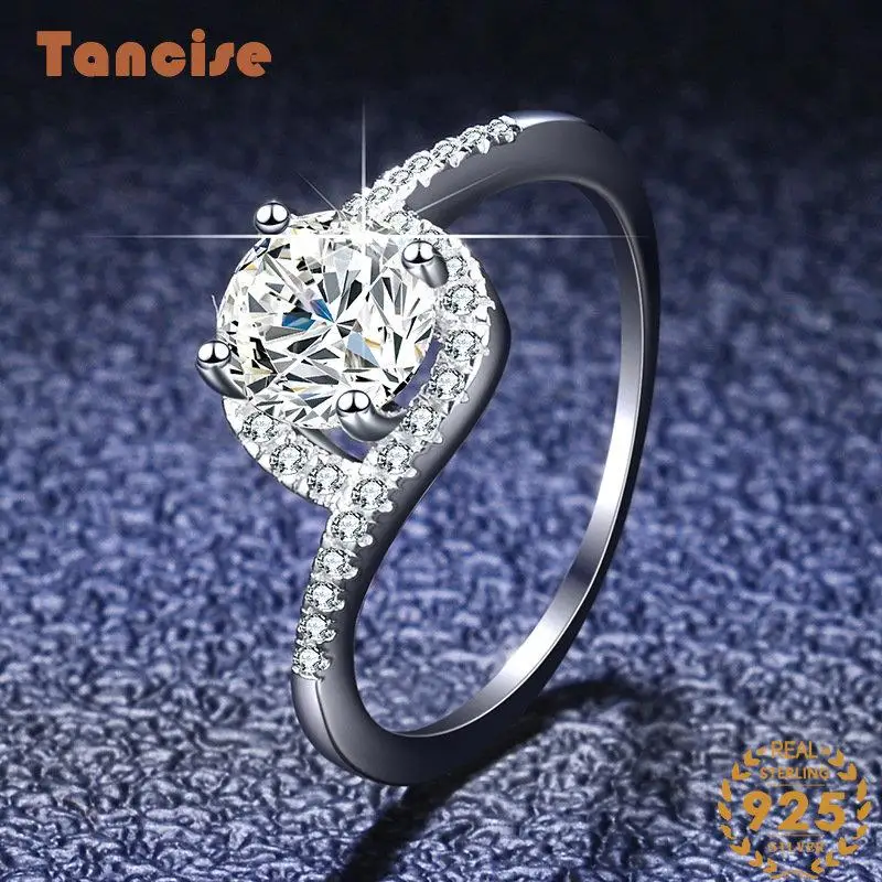 

Tancise Classic 925 Sterling 1 Carat Moissanite Ring for Women Ladies Jewelry Wedding Promise Party Gift