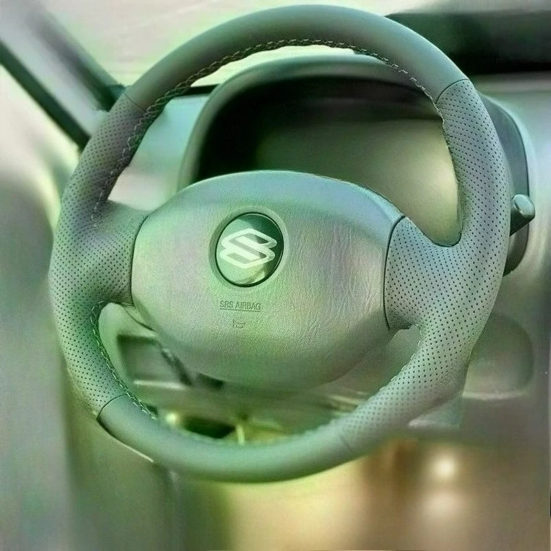 

for Suzuki Alto Wagon R Hand Stitched grey wear-resistant Non-slip Genuine Leather Car Accessories Car Steering Wheel Cover
