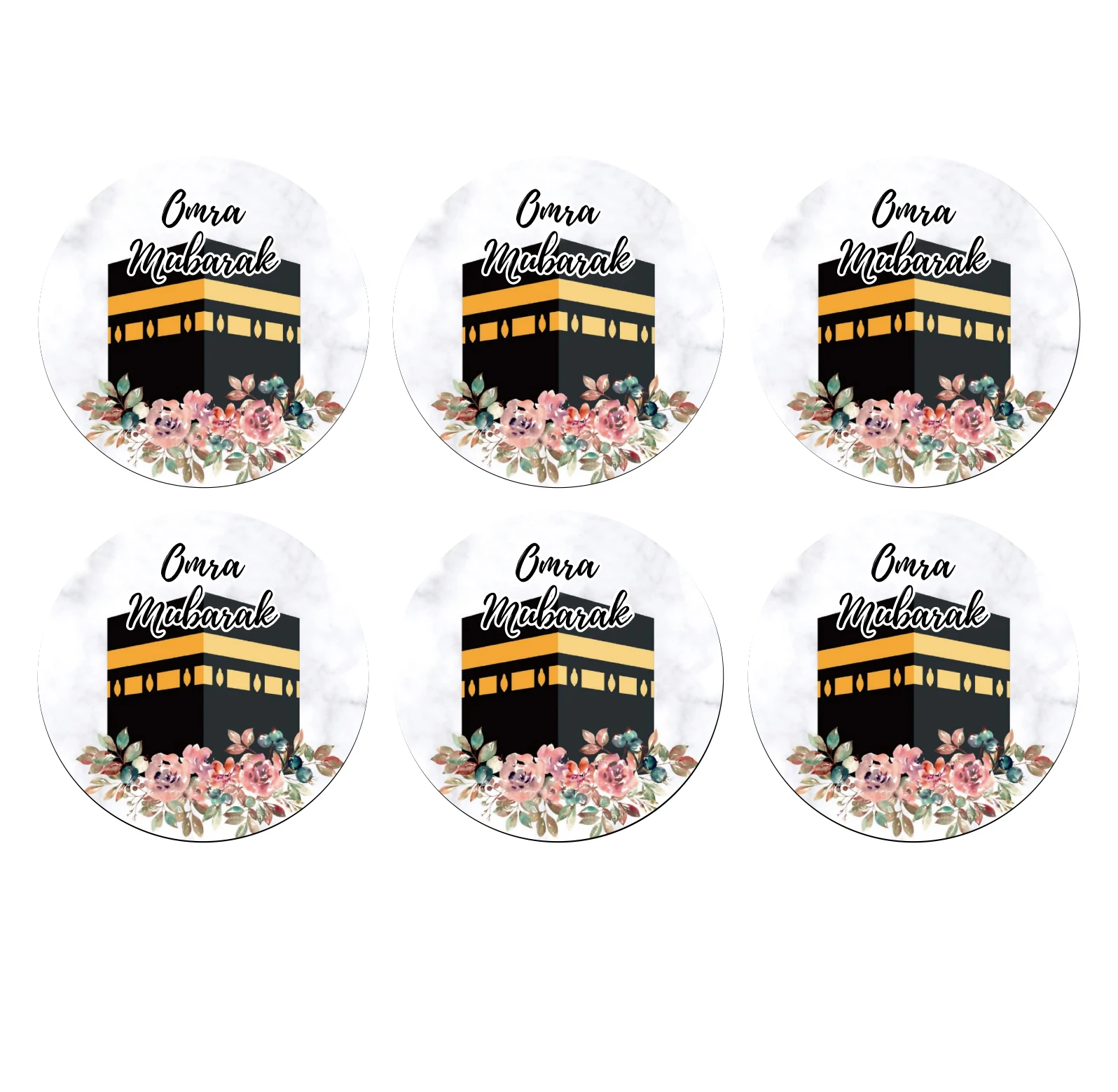 Omra mubarak Celebration Decorations Paper Sticker Gift Lable Seal Sticker Islamic Muslim Umrah Decoration Supplies