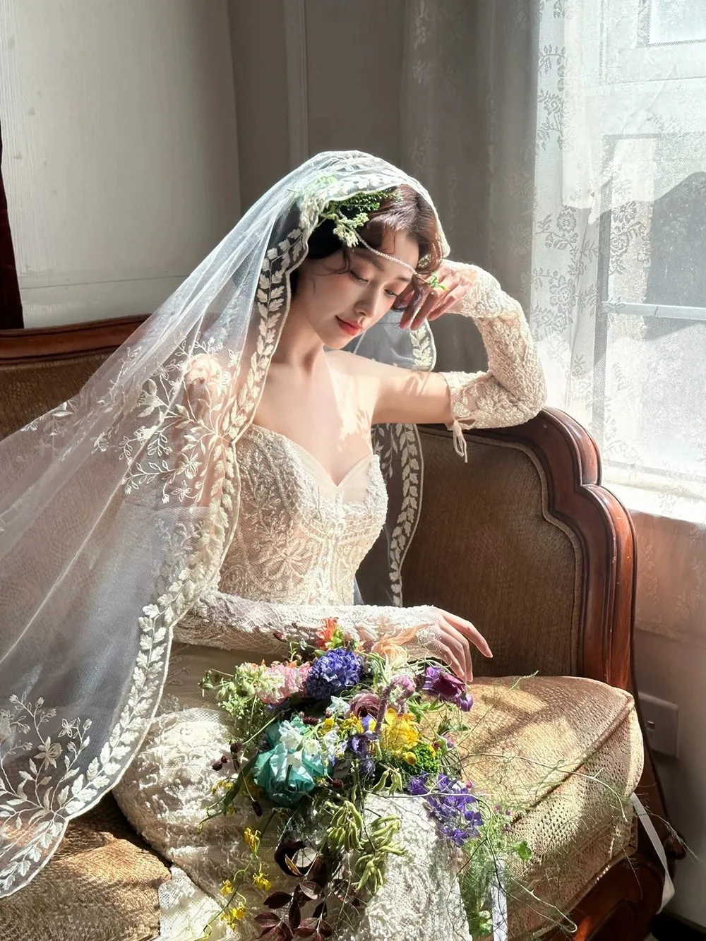 Fairy Wedding Veils Long Bridal Veils Ivory Embroidery Applique Edge Wedding Veils 1.5*1.5   1.5*2   1.5*3m