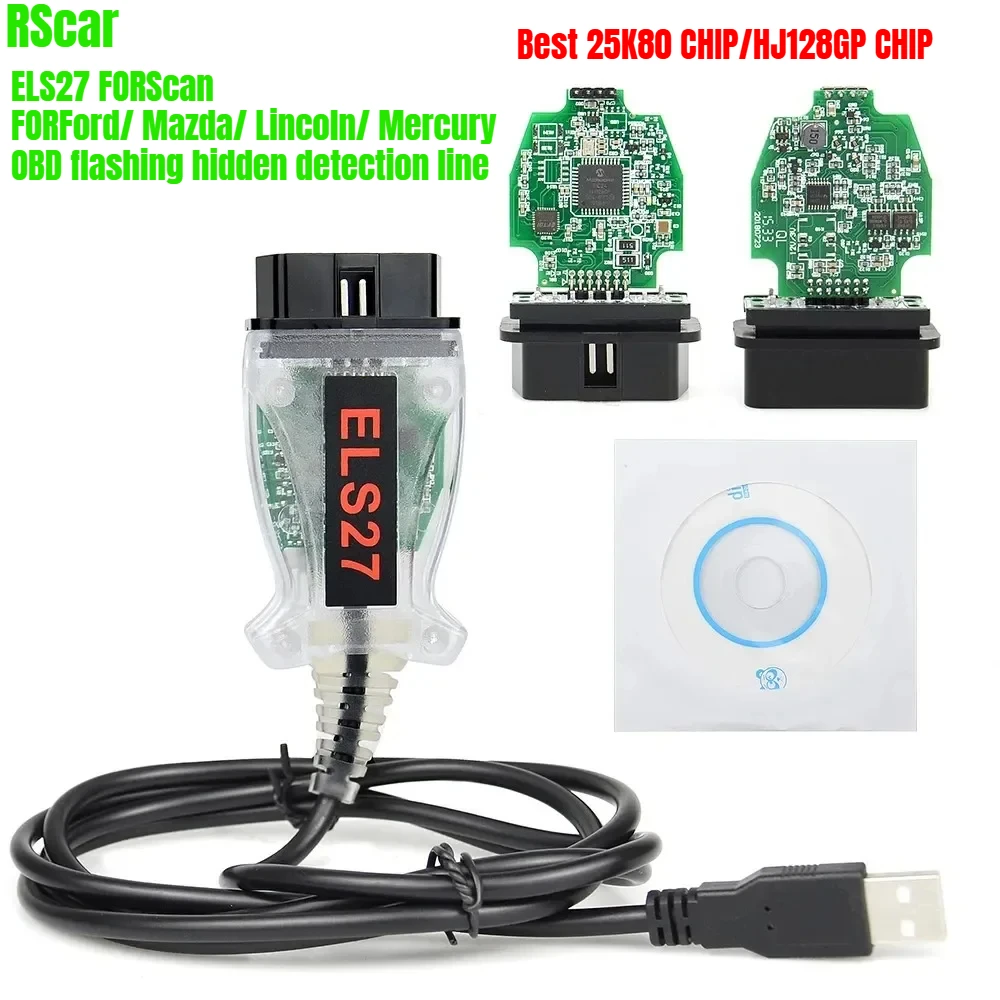 

Лучший чип ELS27 FORScan OBD2 сканер PIC24/25k80 кабель ELS27 для ScanFord/Mazda/Lincoln/Mercury OBD мигающий скрытый детектор