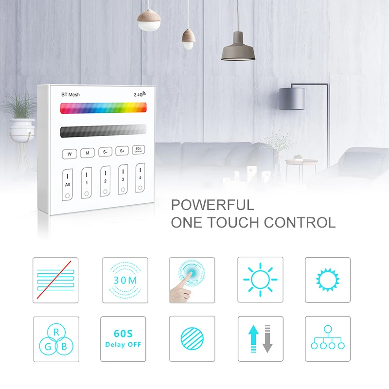 Mesh 2.4GHz Wireless Touch Panel DimmerRGBW LED Smart Remote Controller for Led Strip Lights Lamp Bulb Led Ribbon