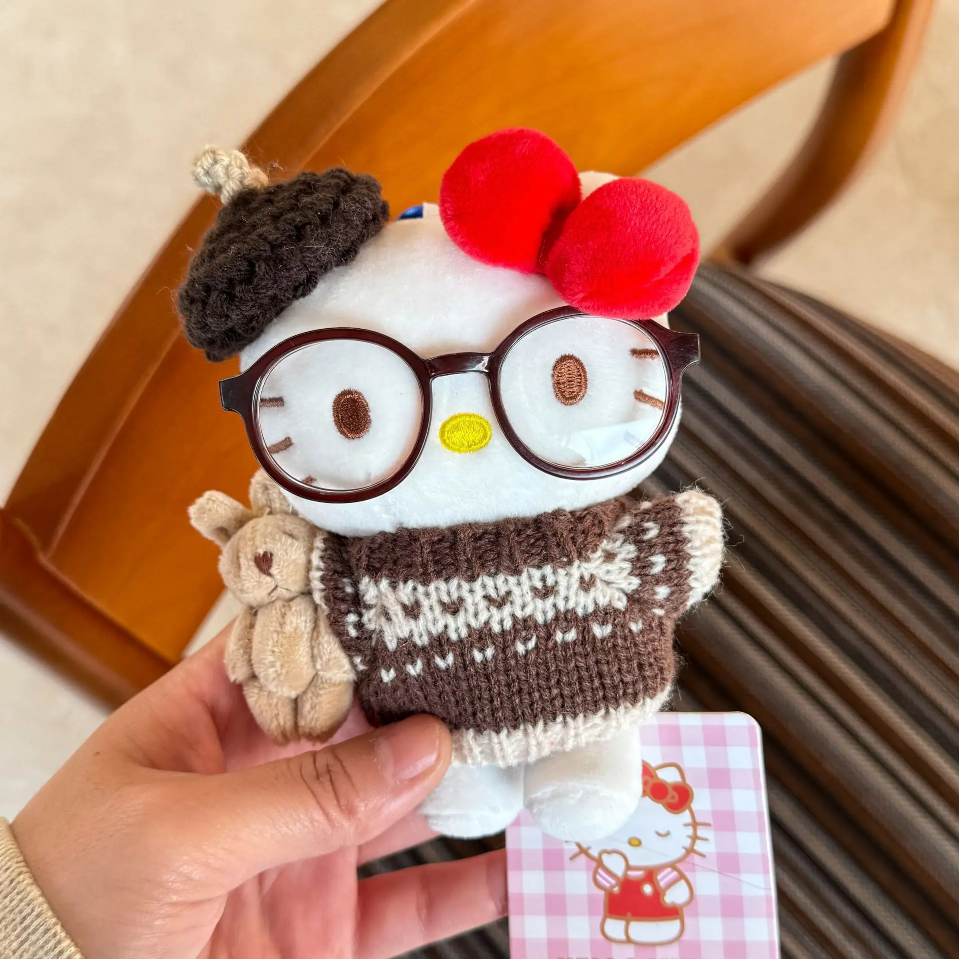 Kawaii Hello Kitty Plush keychain Peripheral Pendant Doll Cute Fashion Sunglasses Keychain Backpack Accessories Christmas Gifts