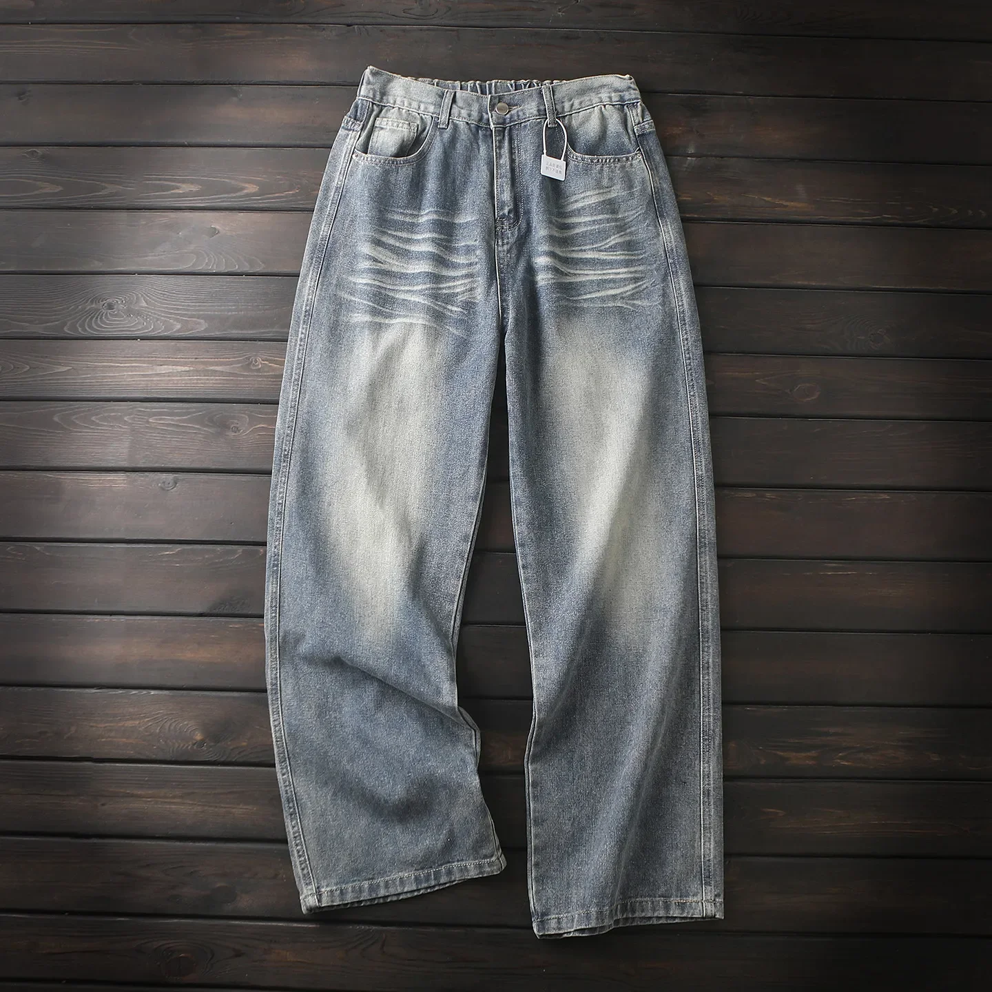 

Japanese heavy industry enzyme washing, classic old men's retro casual straight-leg loose jeans and trousers