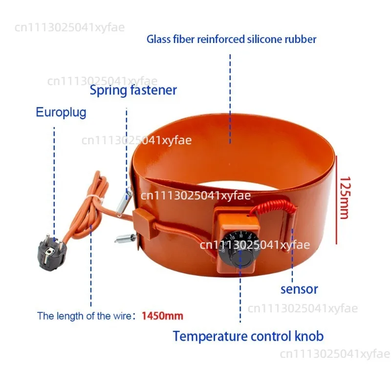 200L Oil Drum Silicone Heating Belt 1740×250mm 2000W Flexible Rubber Heating Wrap