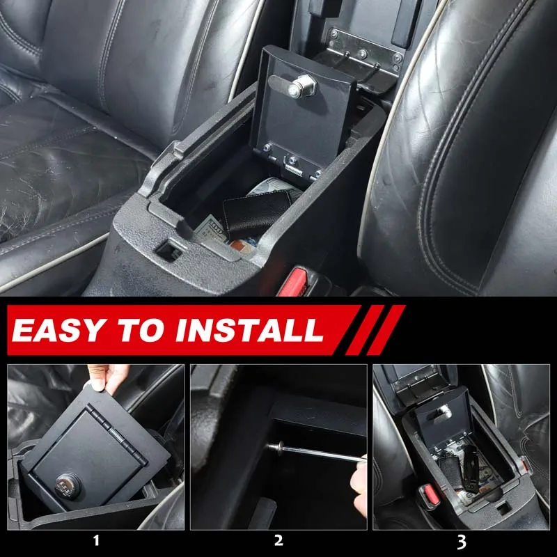Carbon steel + aluminum alloy Car Armrest Safe Storage Box Key Combination Lock Auto accessories Fit for Hummer H3 2005-2009
