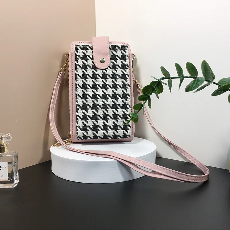 

Women Versatile Shoulder Bags Fashion Thousand Bird Pattern Double Zipper Mobile Phone Bag Mini Crossbody Bags Small Square Bags