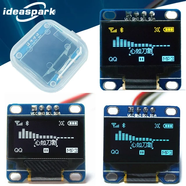 0,96-calowy moduł wyświetlacza OLED SSD1306 I2C IIC SPI Serial 128X64 LCD 4-pinowy żółty niebieski biały niebieski dla Arduino (przypawane nagłówki pinów)