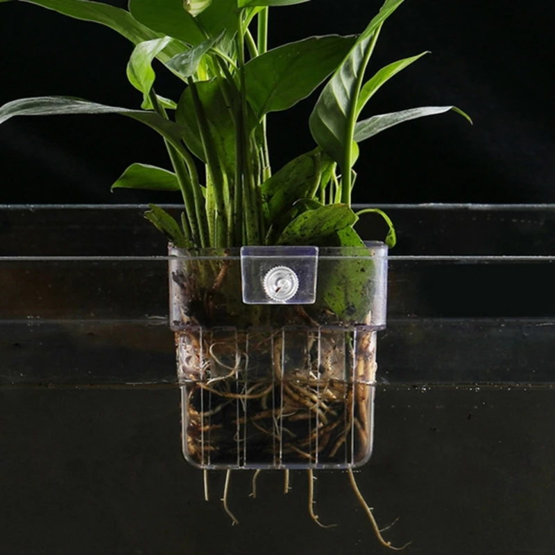 R1WA Hangings Aquarium Plant Holder Aquatic Plant Pots with Hole Aquarium Plant Cups for Emersed Plant Aquascapes Decorations