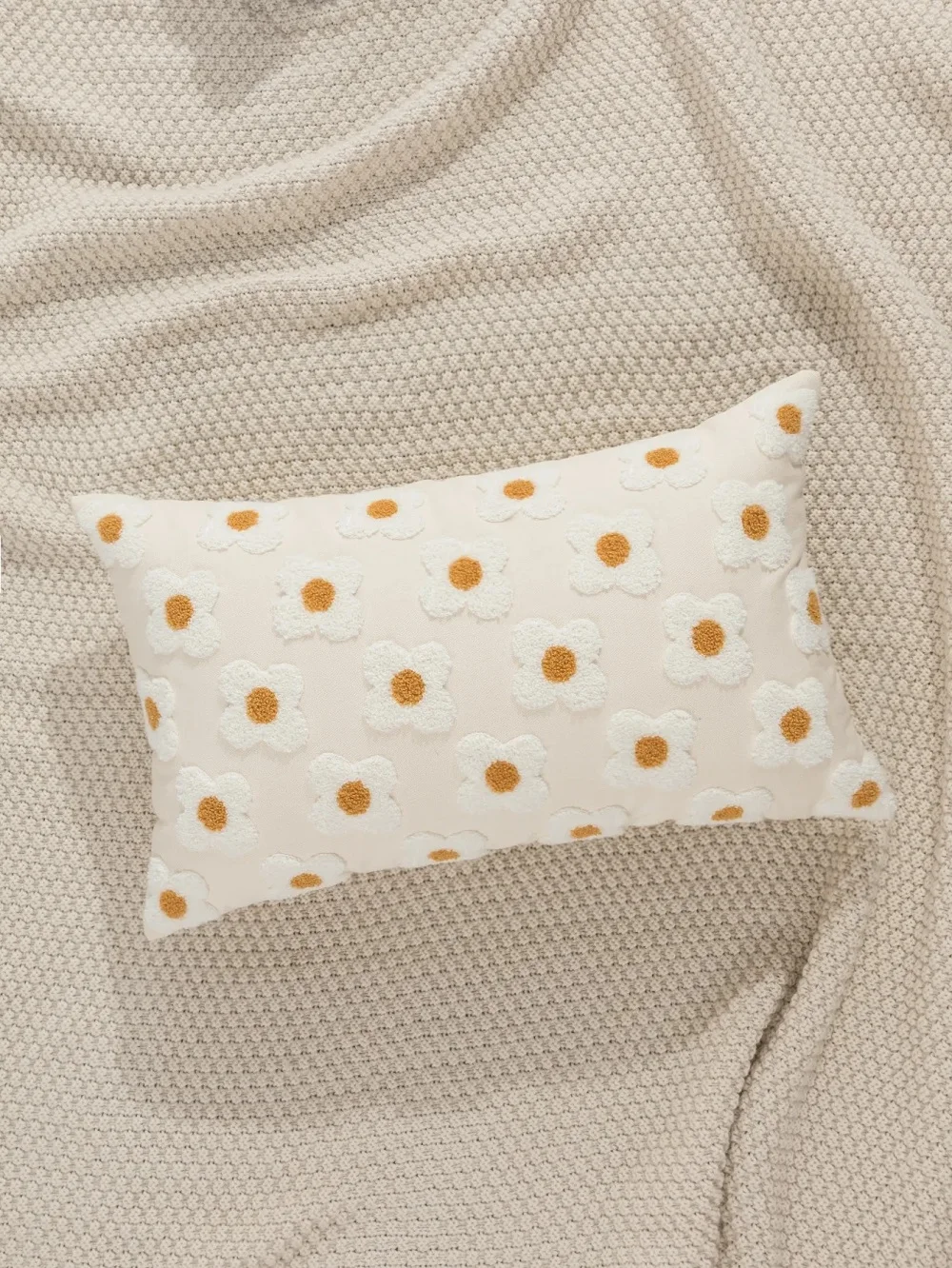 Frische ländliche weiße Blume Kissenbezug pastoralen Stil Wohnzimmer Sofa Kissen Taille Abdeckung einfache Home dekorative Kissenbezug – Detail 5
