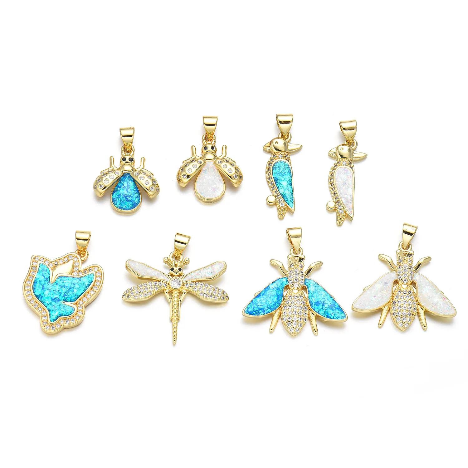 5pcs Popular Opal Retro Bird Ins Personality Niche Pendant Accessories DIY Pearl Necklace Jewelry Making Materials Wholesale