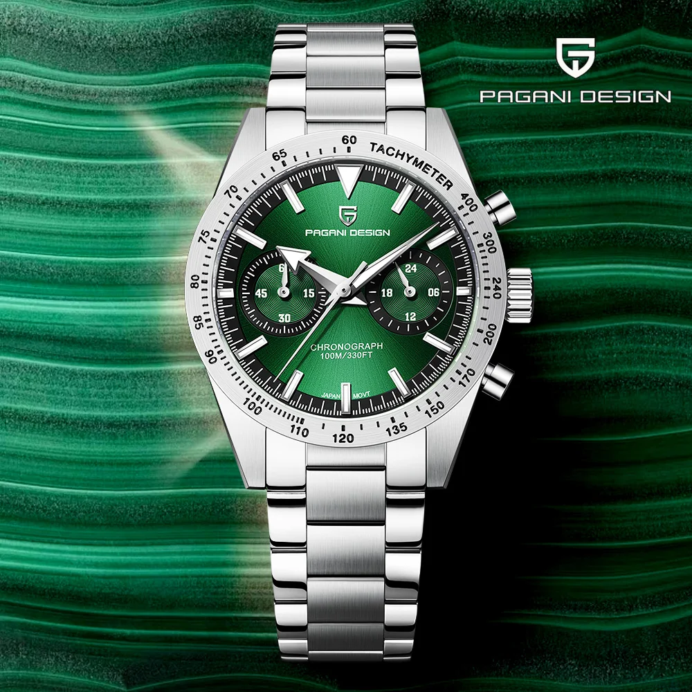 

Часы Pagani Design 2026 New Moon: Мужские люксовые кварцевые часы, спортивный хронограф VK64, дайверские часы с AR-покрытием и сапфировым стеклом от ведущего бренда