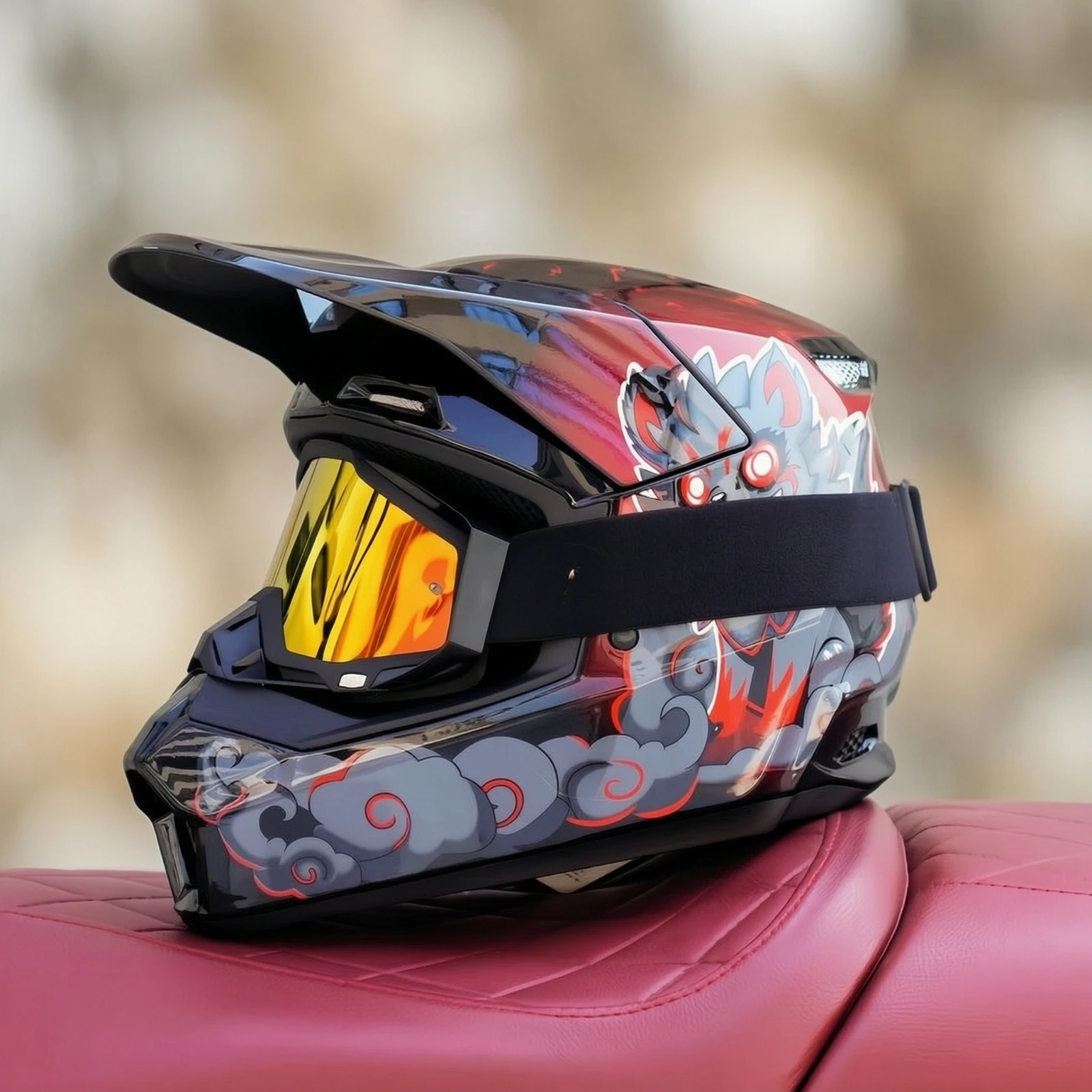 Full Face Motocross Helmet Removable Full Face off-Road Helmet Washable Long-Lasting for Motorcyclists, Trail Sessions