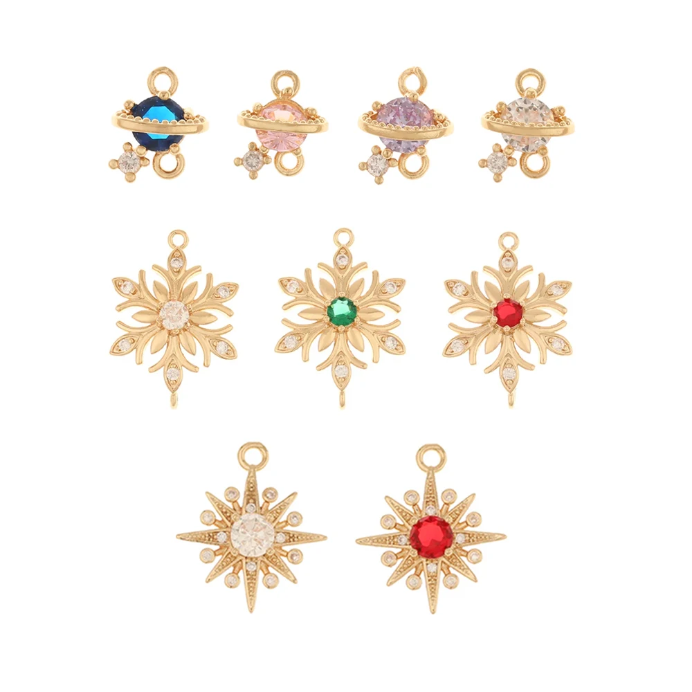 

Cordial Design 50Pcs DIY Earrings Accessories/Rhinestone Connectors/Hand Made/CZ Charms/Snowflake Flower Star Shape/Copper