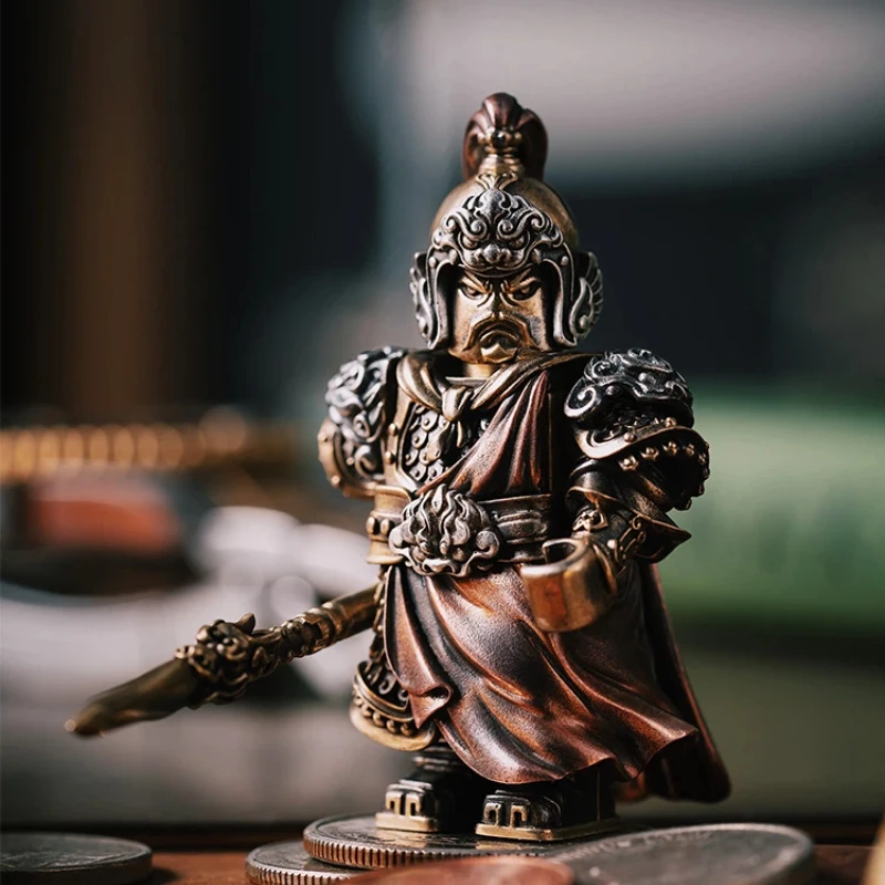 รูปปั้นยุ่ยเฟย ทำจากทองเหลือง พร้อมฐานตั้ง ตกแต่งสไตล์จีน ของตกแต่งบนโต๊ะทำงาน งานศิลปะ รูปปั้นนายพลโบราณแบบถอดประกอบได้ ของสะสม ของขวัญ