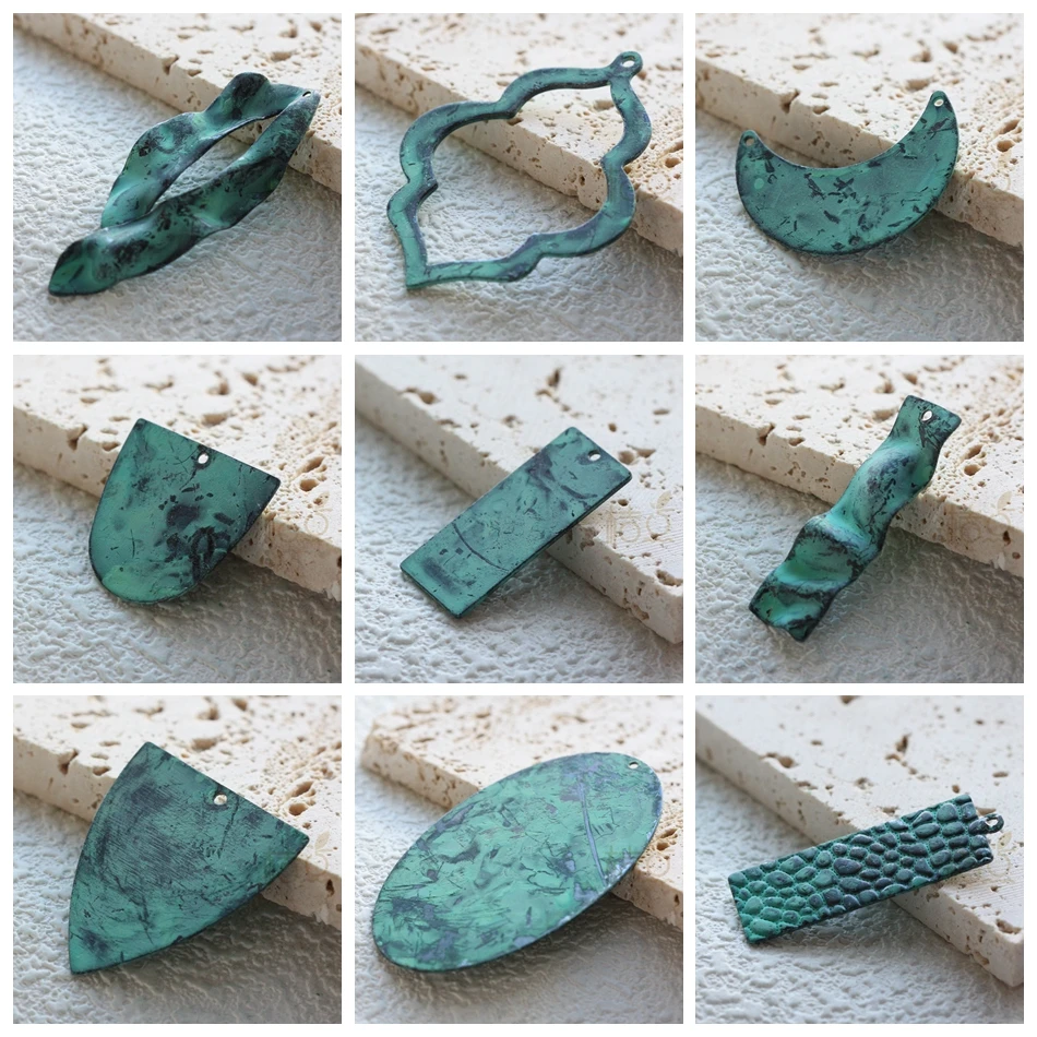 One Piece Hand Made Green Patina Charm - Varies Shapes and Size (PTA-g)