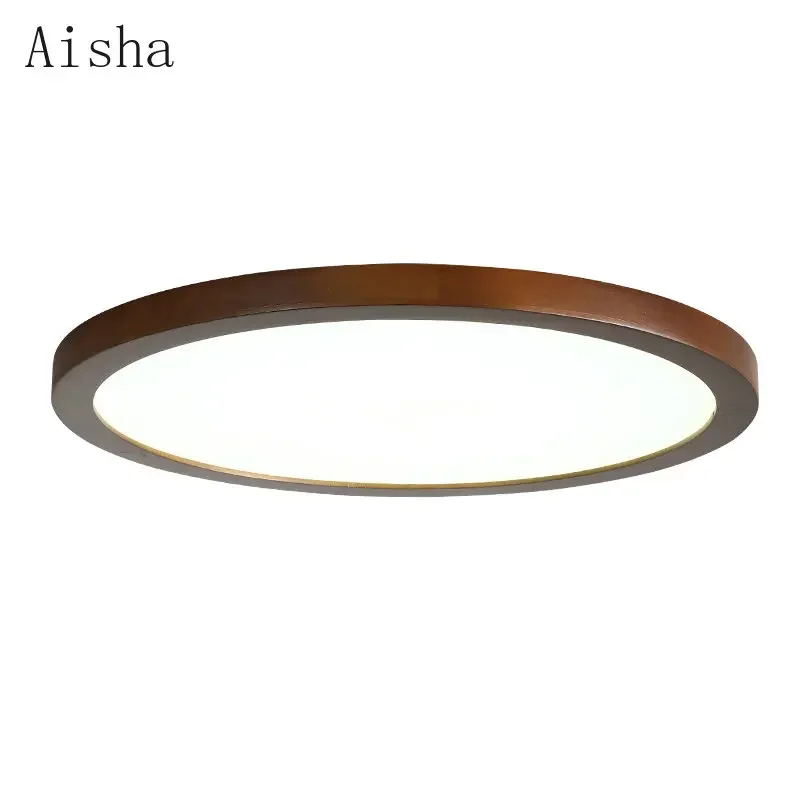 Round Ultra-thin Walnut Ceiling Lamp LED Bedroom Ceiling Light for Home Simple Living Room Dining Room Study Corridor Lighting