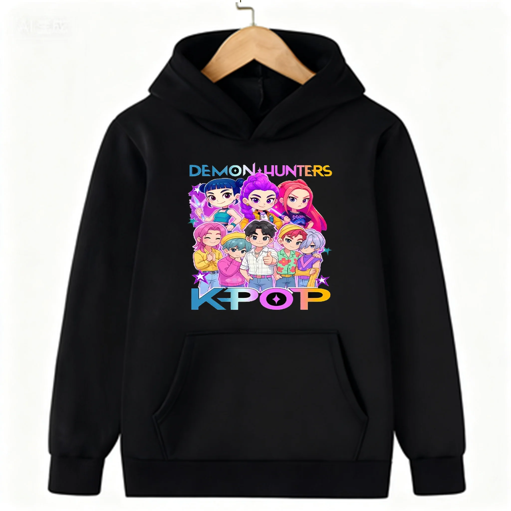 2026 جودة عالية الترويجية فتاة/الكبار شخصية كرتونية ملابس مطبوعة شيطان هنتر موضة عادية الخريف/الشتاء هوديي