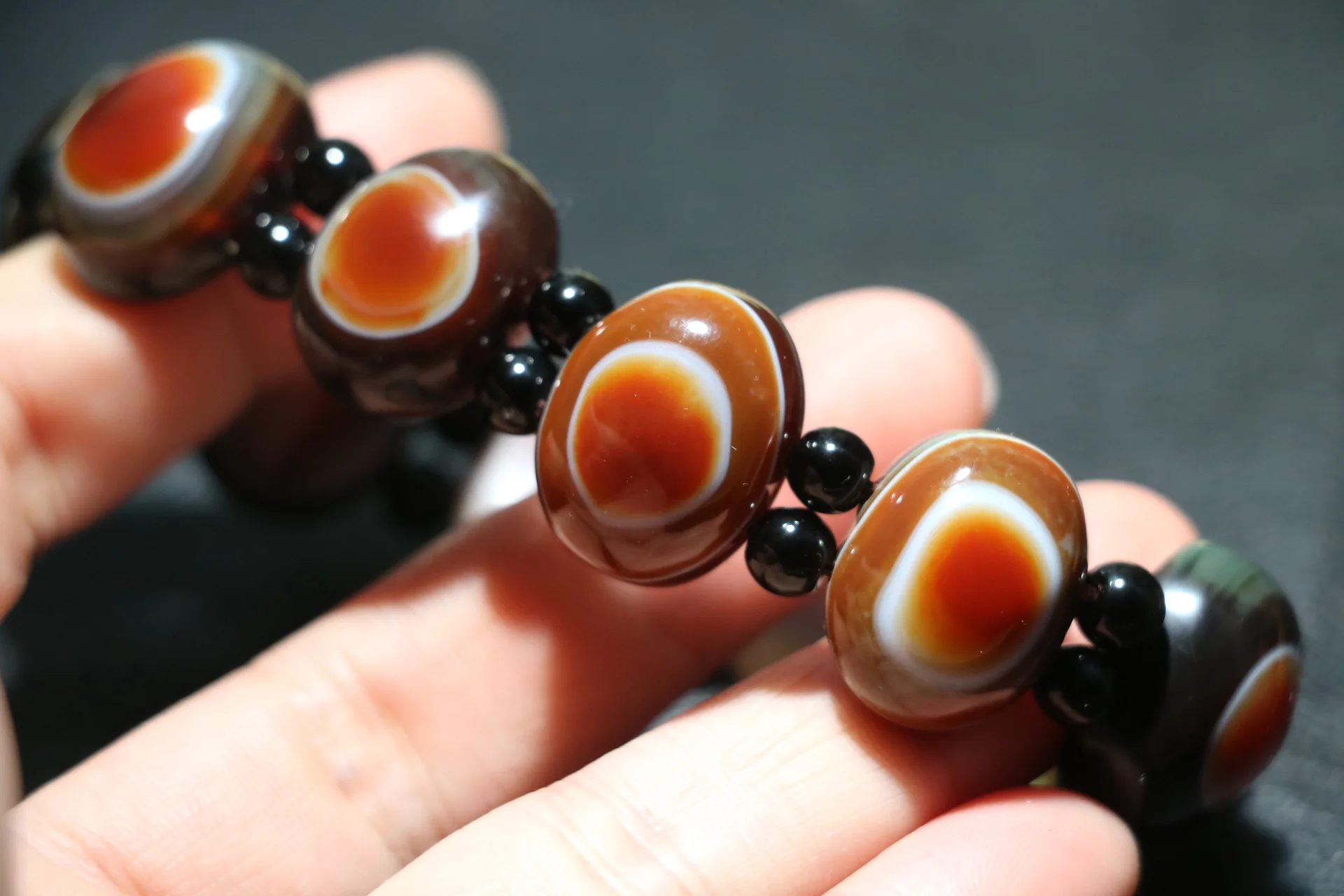 

Unique Ultra Tibetan Top Grade Agate Colorful Clear Goat Heaven Eye dZi Bead Bracelet Bangle Timestown UPD22