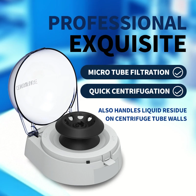 Mini Centrifuge Machine Small Desktop Centrifuge 6200 RPM for Cell Separation, 2 Rotor Options Low Noise Laboratory Equipment