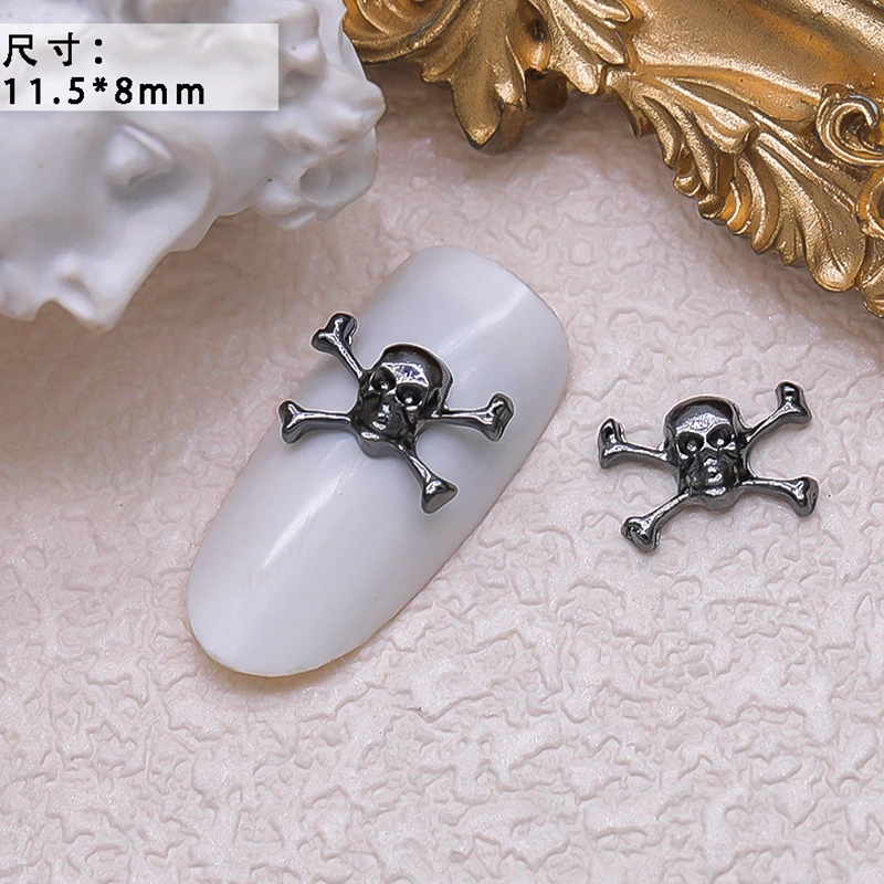 40PCS lega scura Nail Art Charms Skull Bow scheletro Palm sinistro accessori per la decorazione delle unghie di Halloween forniture per Manicure